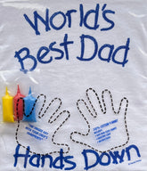 HandiPrints World's Best Dad T-Shirt with Paint - Hand Prints for Family (X-Large, White)
